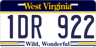 WV license plate 1DR922