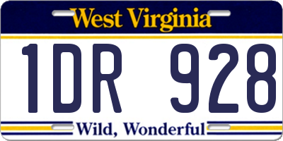 WV license plate 1DR928