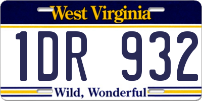 WV license plate 1DR932