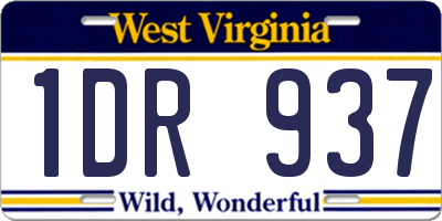 WV license plate 1DR937