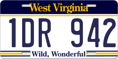WV license plate 1DR942