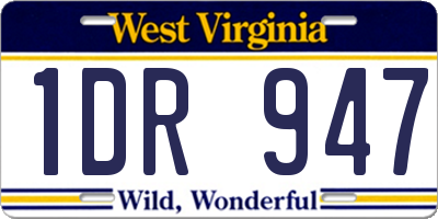 WV license plate 1DR947