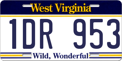 WV license plate 1DR953