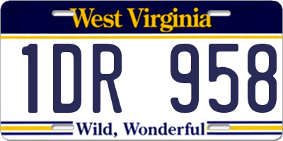 WV license plate 1DR958