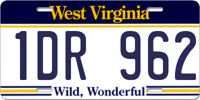 WV license plate 1DR962
