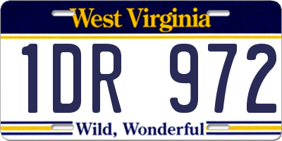 WV license plate 1DR972