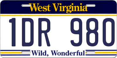 WV license plate 1DR980