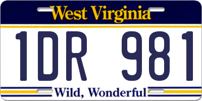 WV license plate 1DR981