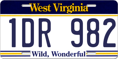 WV license plate 1DR982