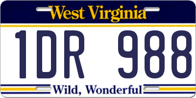 WV license plate 1DR988