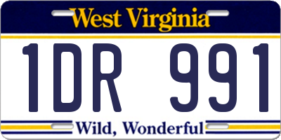 WV license plate 1DR991