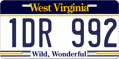 WV license plate 1DR992