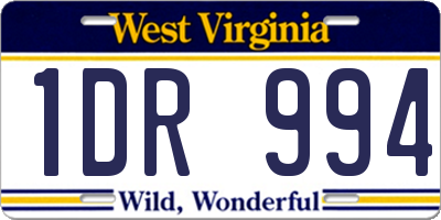 WV license plate 1DR994