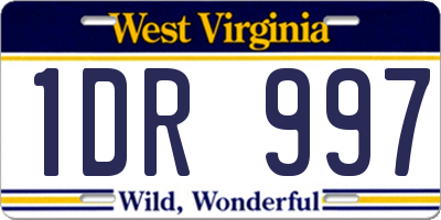 WV license plate 1DR997