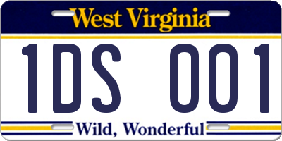 WV license plate 1DS001