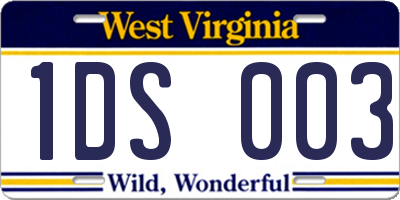 WV license plate 1DS003