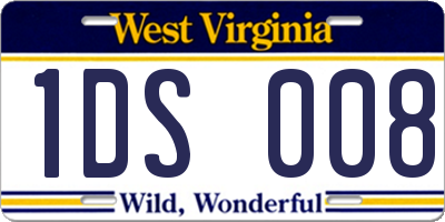 WV license plate 1DS008