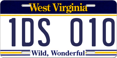 WV license plate 1DS010