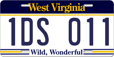 WV license plate 1DS011