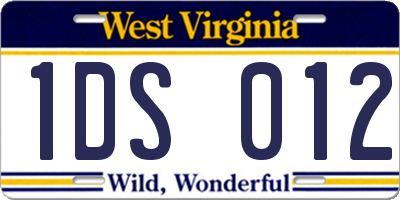 WV license plate 1DS012