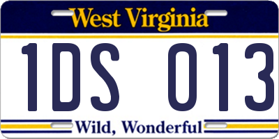 WV license plate 1DS013