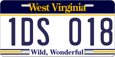 WV license plate 1DS018