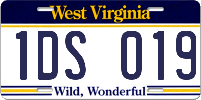 WV license plate 1DS019