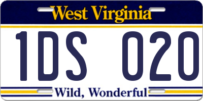 WV license plate 1DS020