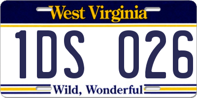 WV license plate 1DS026