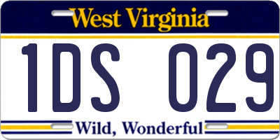 WV license plate 1DS029