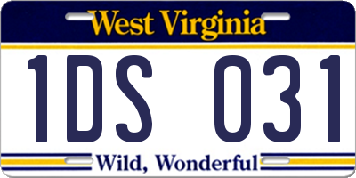WV license plate 1DS031