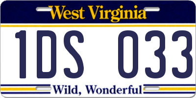 WV license plate 1DS033