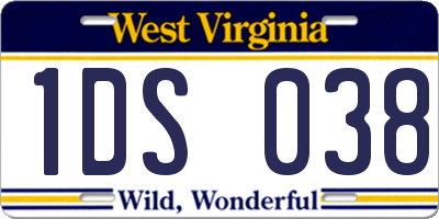 WV license plate 1DS038
