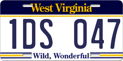 WV license plate 1DS047