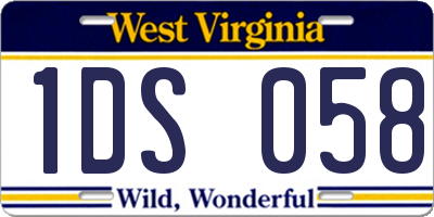 WV license plate 1DS058