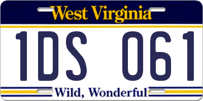 WV license plate 1DS061