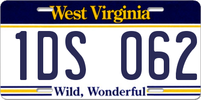 WV license plate 1DS062