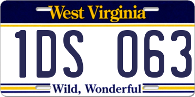 WV license plate 1DS063
