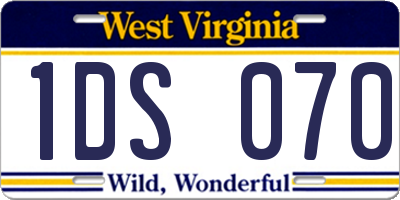 WV license plate 1DS070