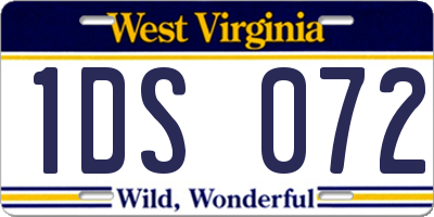 WV license plate 1DS072