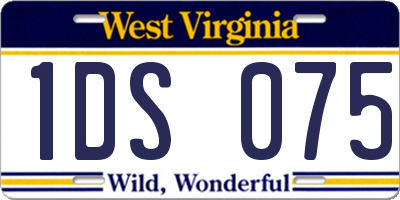 WV license plate 1DS075