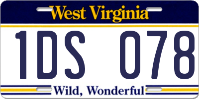 WV license plate 1DS078