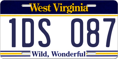 WV license plate 1DS087