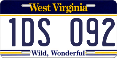 WV license plate 1DS092