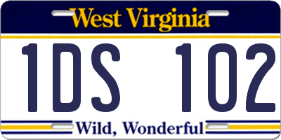 WV license plate 1DS102