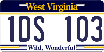 WV license plate 1DS103