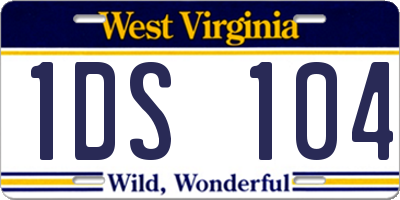 WV license plate 1DS104