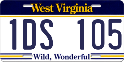 WV license plate 1DS105