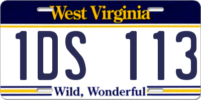WV license plate 1DS113