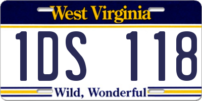 WV license plate 1DS118
